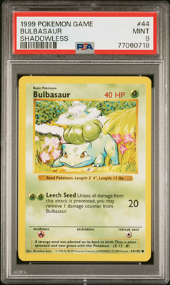 ポケモンカードゲーム PSA9 Bulbasaur Shadowless 1999 Pokemon 1999 POKEMON BASE SET SHADOWLESS #44 BULBASAUR PSA 9 | eBay