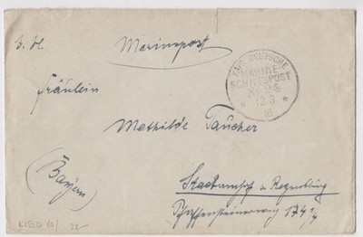 Letter Navy 1918 MSP 24 liner SMS Oldenburg to Stadtamhof Bavaria