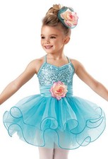 Dance Costume XS Child Aqua Blue Weissman 6746 Ballet Pageant Sequin Tutu Dress