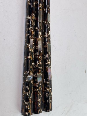 Vintage Japanese Wakasa Laquer Chopsticks Set Plus 1 Mother Of Pearl Inlay