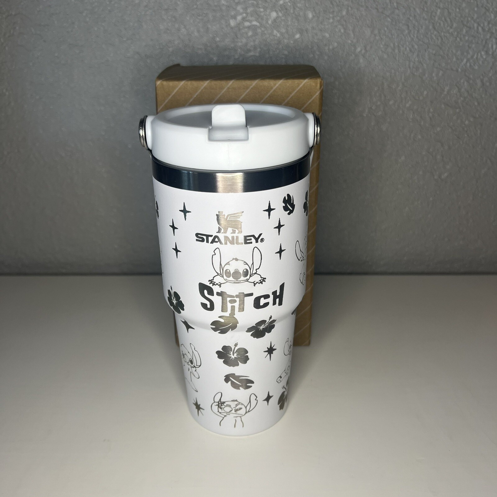 White Stitch Engraved Stanley Tumbler- 20oz