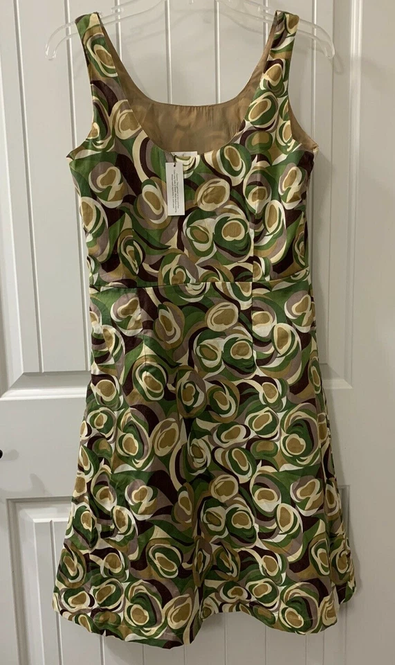 Vestido sin mangas PETITE SOPHISTICATE verde ajuste múltiple acampanado elástico algodón cintura camisera 8 Foto 3 de 4