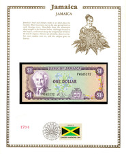 Jamaica 1 Dollar 1982 P-64b UNC with UN FDI FLAG STAMP FV645232