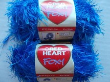 Red Heart Foxy eyelash fashion yarn, Bright Blue, lot of 2 89 yds ea