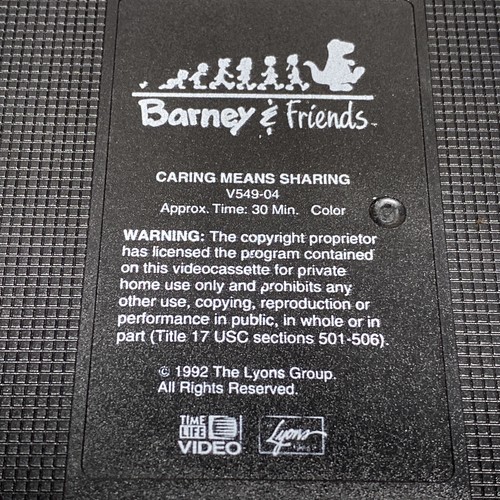 Barney And Friends Caring Means Sharing VHS Tape 1992 Time Life Cartoon Video - Picture 8 of 8