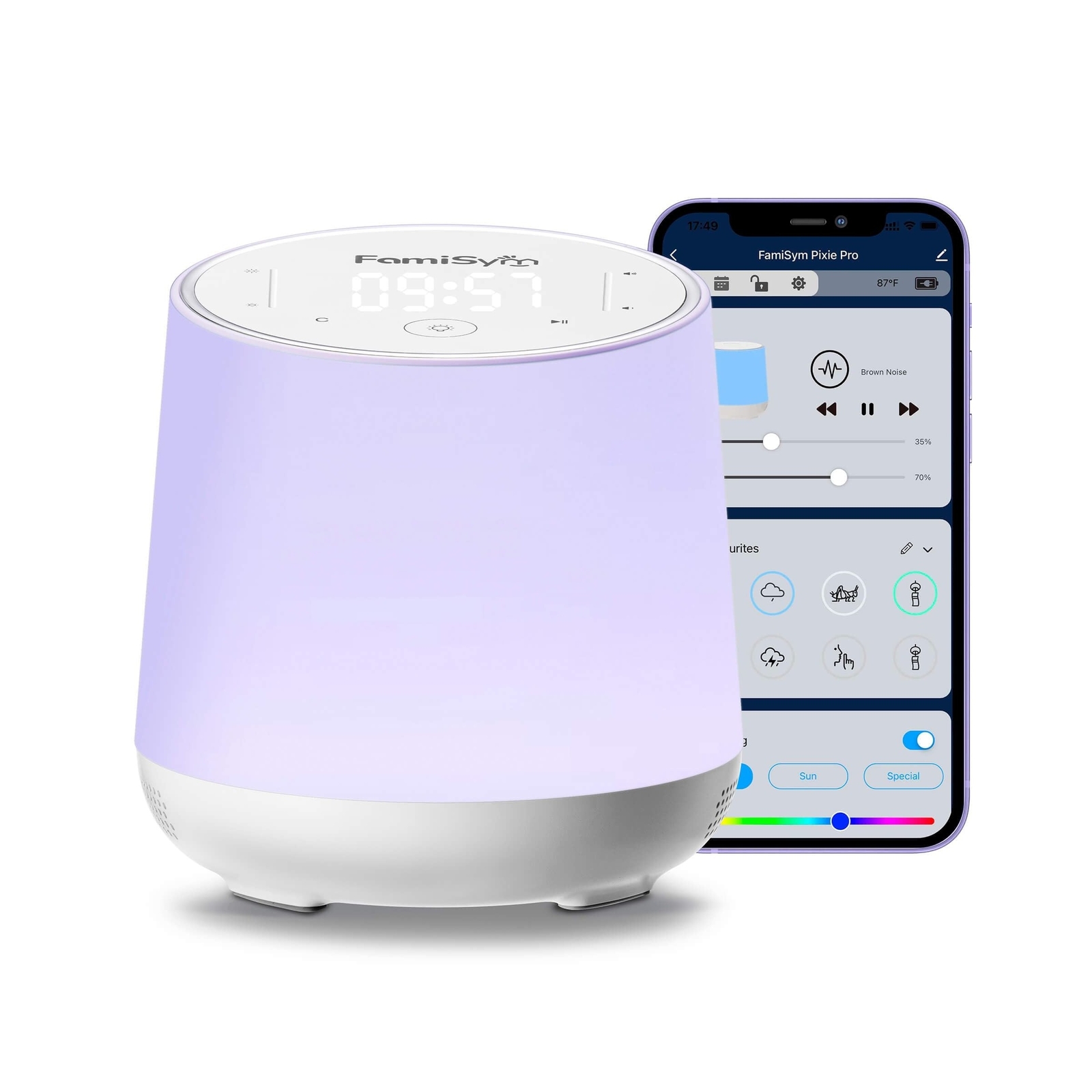 White Noise Sound Machine for Baby Kids, Nursery Night Light, Alarm Clock, Di...-image