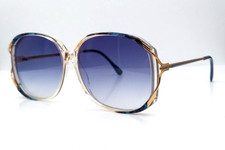 Vintage Eurostyle Amalfi Gold Blue Translucent Oval Sunglasses W/NEW LENSES 