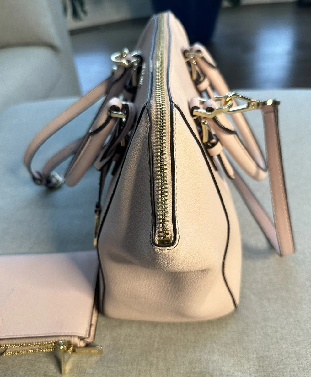 Michael Kors Ciara Large Top Zip Tote Saffiano Leather Pastel Pink