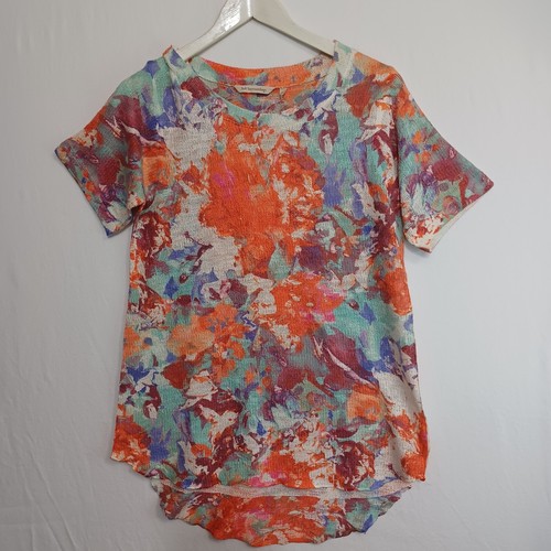 Soft Surroundings Impressionist Floral Short Sleeved Sweater Womens size Medium - 第 8/8 張圖片