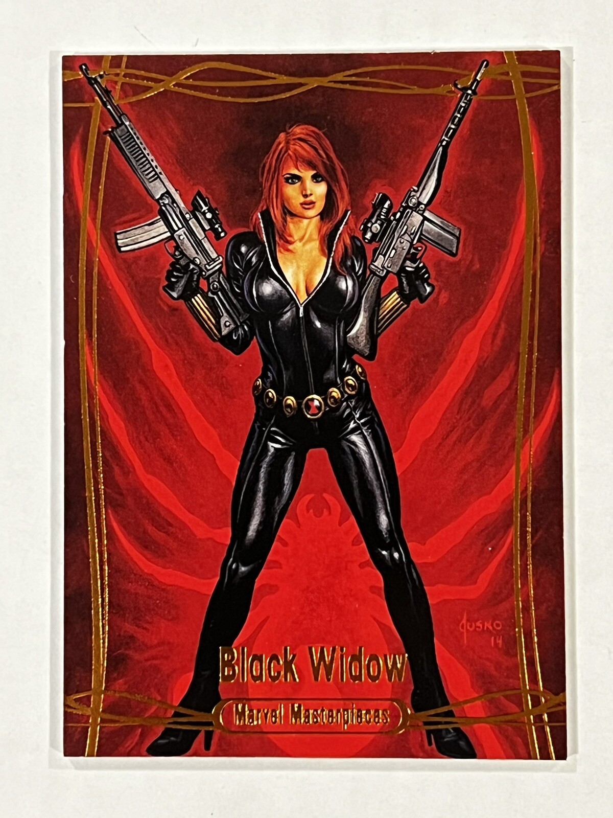 2016 Marvel Masterpieces Orange #63 Black Widow #63/99 Matching Card & #😍😍😍😍