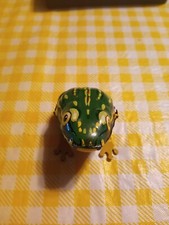 Vintage 1950s DRGM Germany Tin Litho Clockwork Wind Up Kids Tin Toy Frog
