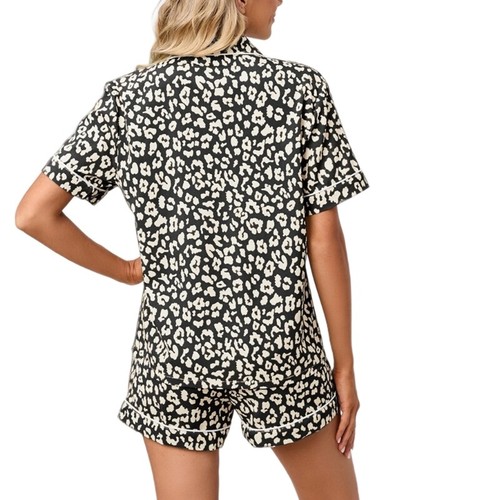 Summer Womens Pajamas Set Short Sleeve Shorts Two-piece Sleepwear Loungewear - Picture 7 of 40
