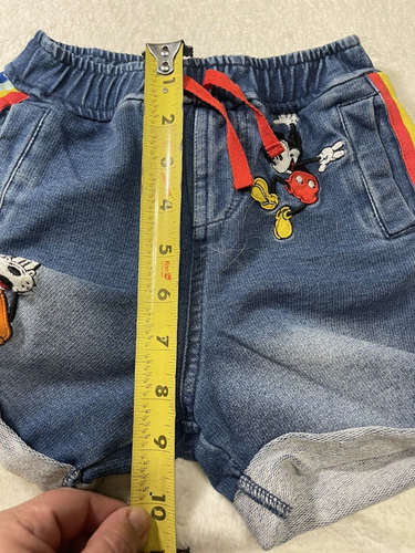 Disney Denim Shorts 4T Girl Mickey Goofy Embroidery Rainbow - Picture 17 of 19