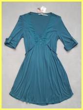 NWT $48 KIMCHI BLUE URBAN OUTFITTERS MOSS GREEN JERSEY PINTUCK TIE DRESS S 4 6