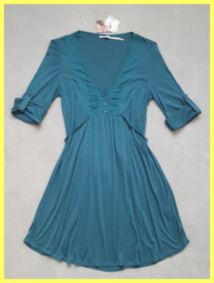 NWT $48 KIMCHI BLUE URBAN OUTFITTERS MOSS GREEN JERSEY PINTUCK TIE DRESS S  4 6 | eBay