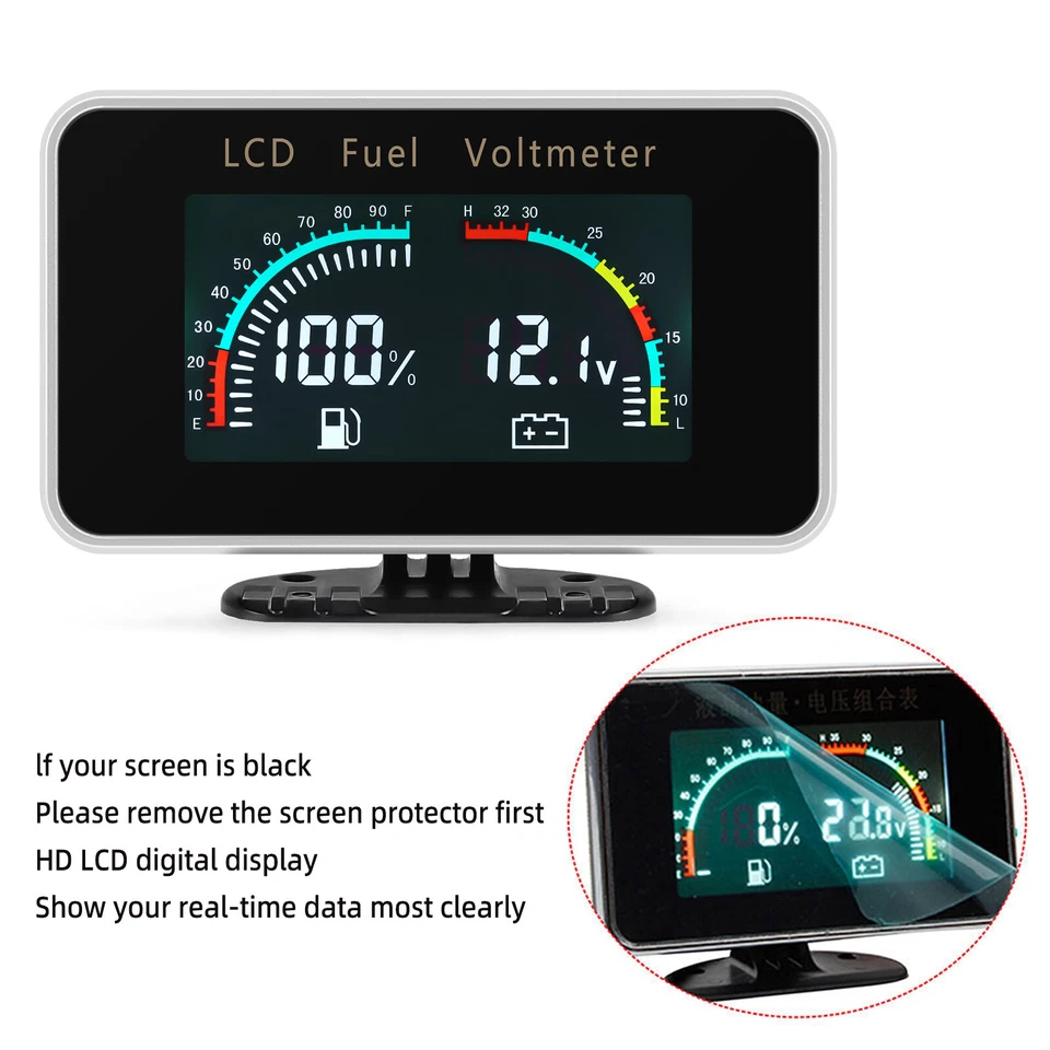 Kit de calibre 2 en 1 medidor de nivel de combustible y voltímetro universal para coche camión 12/24 V Foto 4 de 4
