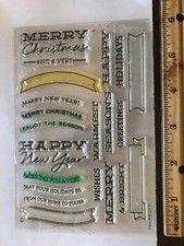 hero arts banners and messages cl721 clear stamp set holiday christmas used