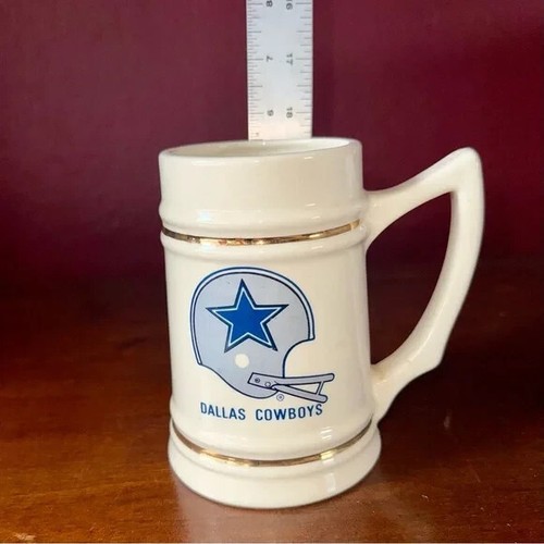 Vintage 1970's DALLAS COWBOYS NFL Football Ceramic Porcelain Beer Mug Stein Cup - Picture 5 of 6