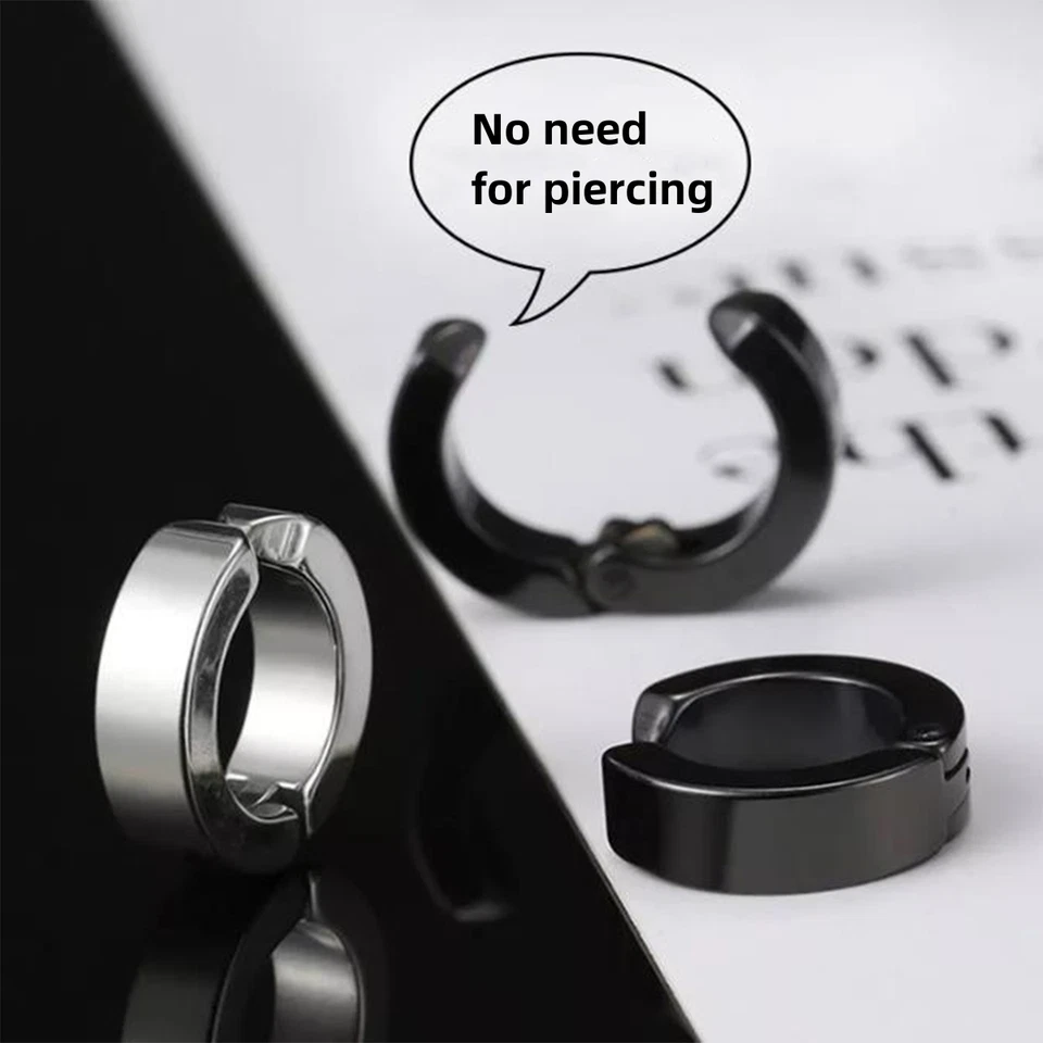 Aretes de acero inoxidable tapones magnéticos para los oídos clip no perforante para hombres mujeres Foto 4 de 4