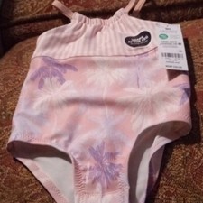 NWT OshKosh B'gosh 9 Months Girls One-Piece Tropical Swimsuit, Palm  Stripe Mix