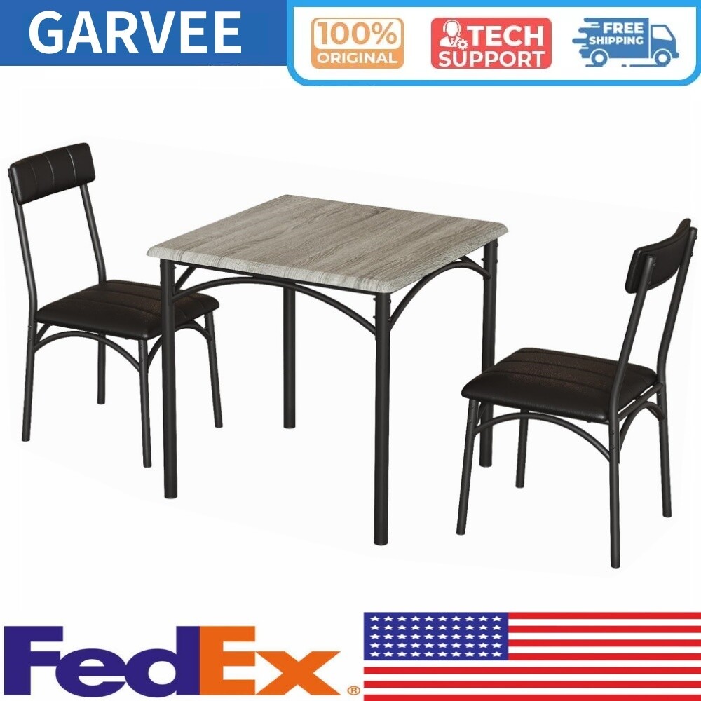 🔥3PCS Kitchen Table and Upholstered Chairs Dining Table Set for Small Space