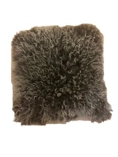 18" Black White Genuine Tibetan Lamb Fur Pillow With Microsuede Backing NEW NWT