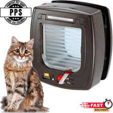 Ferplast Swing Mikrochip Katze Hund Klappe Tür - 4-Wege Schloss, braun, Haustier Safe