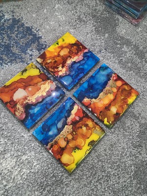 Acrylic Pour Coasters - 4 piece Set