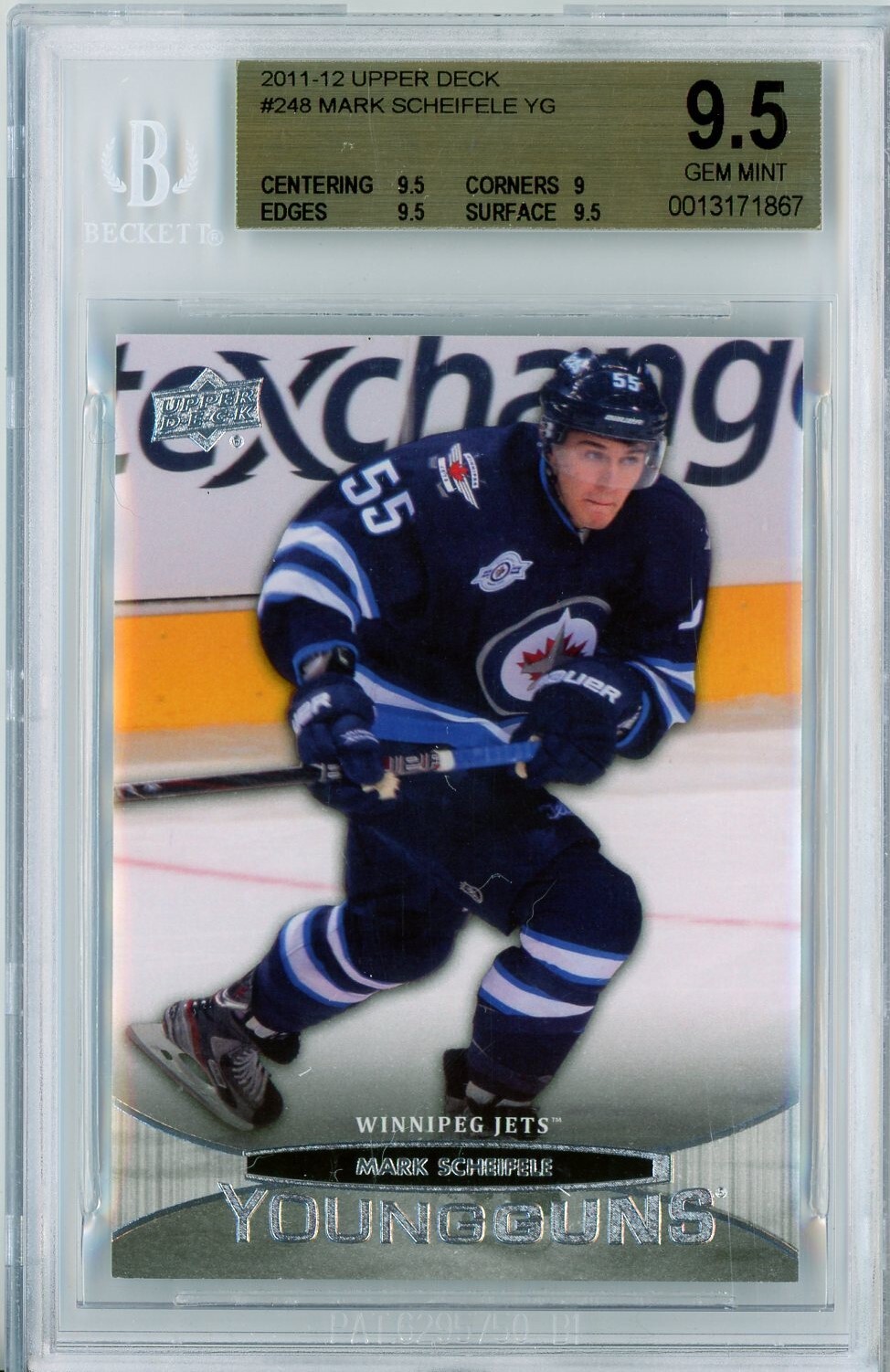 2011-12 Upper Deck Young Guns #248 Mark Scheifele RC - BGS 9.5 GEM MINT