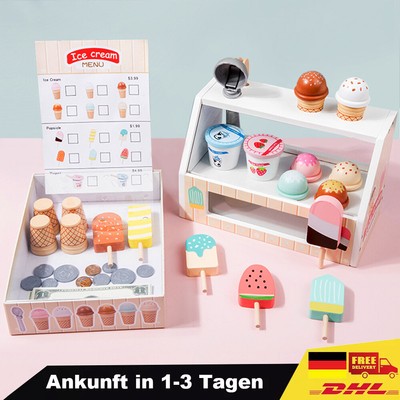 Kinderküche Eisdielefür mit Küchen-Zubehör Spielzeug Holz Koch Pretend-Spielset