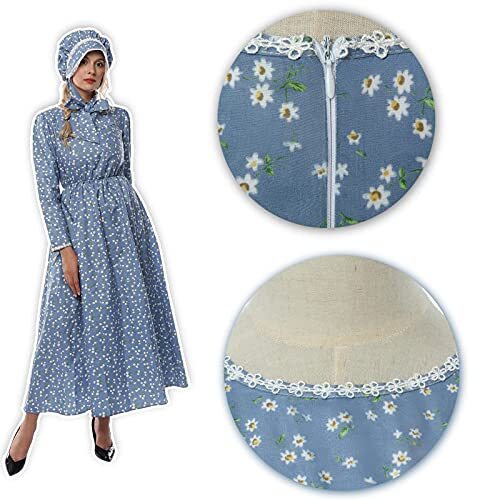 NSPSTT Prairie Dress Women Pioneer Dress Colonial XXLarge Navy Blue