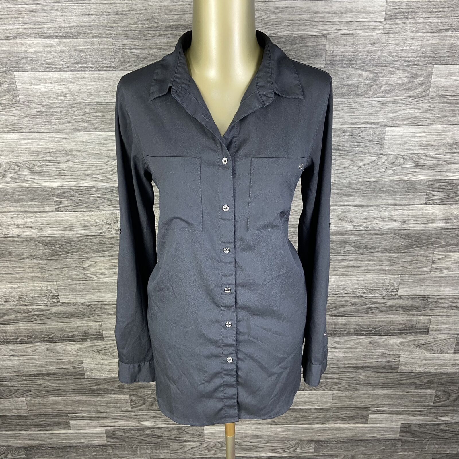 CALVIN KLEIN Collared Button Down Long Sleeve Gre… - image 1