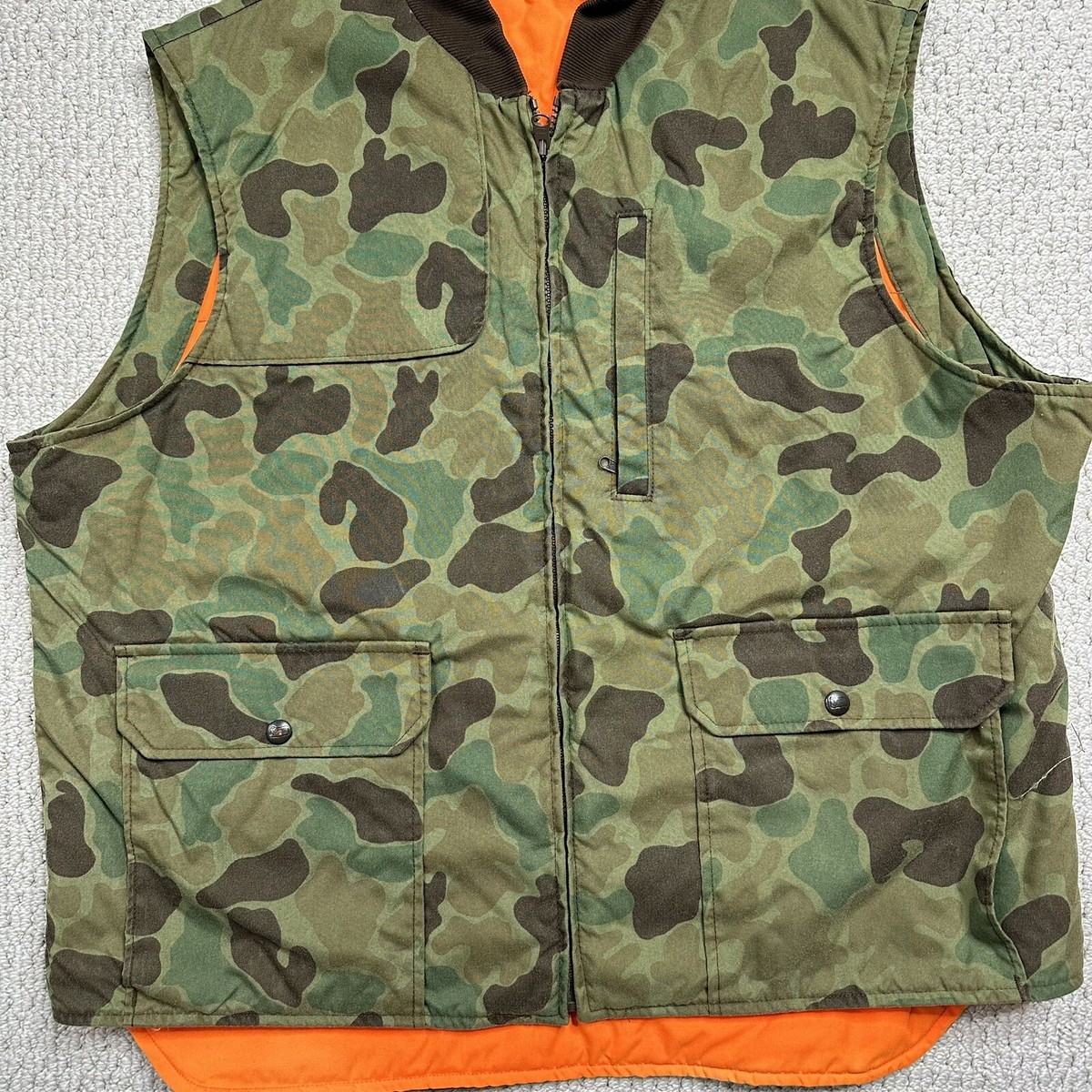 Vintage Woolrich Mens Green Camo Blaze Reversible Down Hunting