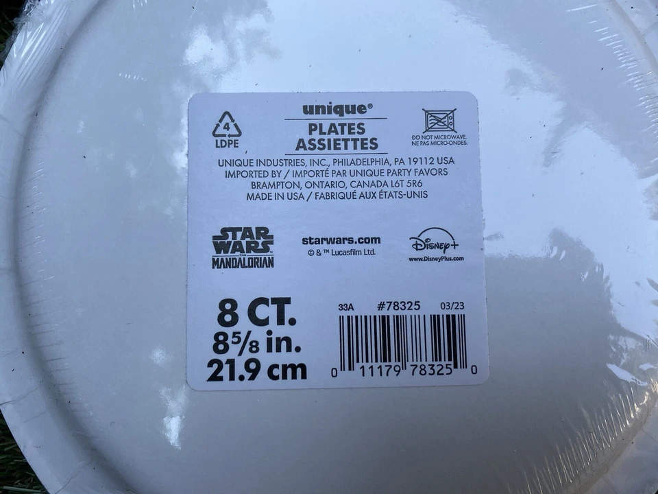 Lote de 3 platos de papel Star Wars Yoda de 8 quilates (21,9 cm) para fiesta de cumpleaños. Foto 3 de 3