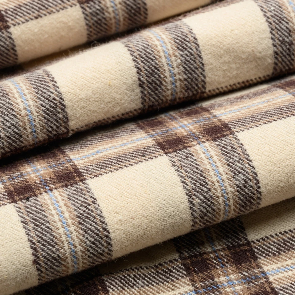 Tela de franela de algodón a cuadros tartán tostado y marrón - 60" de ancho - Se vende por yarda Foto 3 de 4