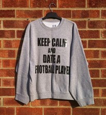 Vintage grey jumper sweater keep calm date a footballer wag L 6-16