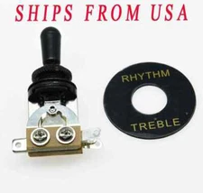 KAISH Black Guitar 3 Way Toggle Switch w/ Black Tip and Plate for Epiphone LP SG