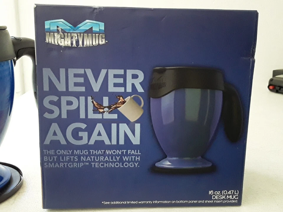 ** NUEVA TAZA DE ESCRITORIO NUNCA DERRAMAR DE NUEVO 16 0z. Azul # 1482 TECNOLOGÍA SMARTGRIP Foto 2 de 4