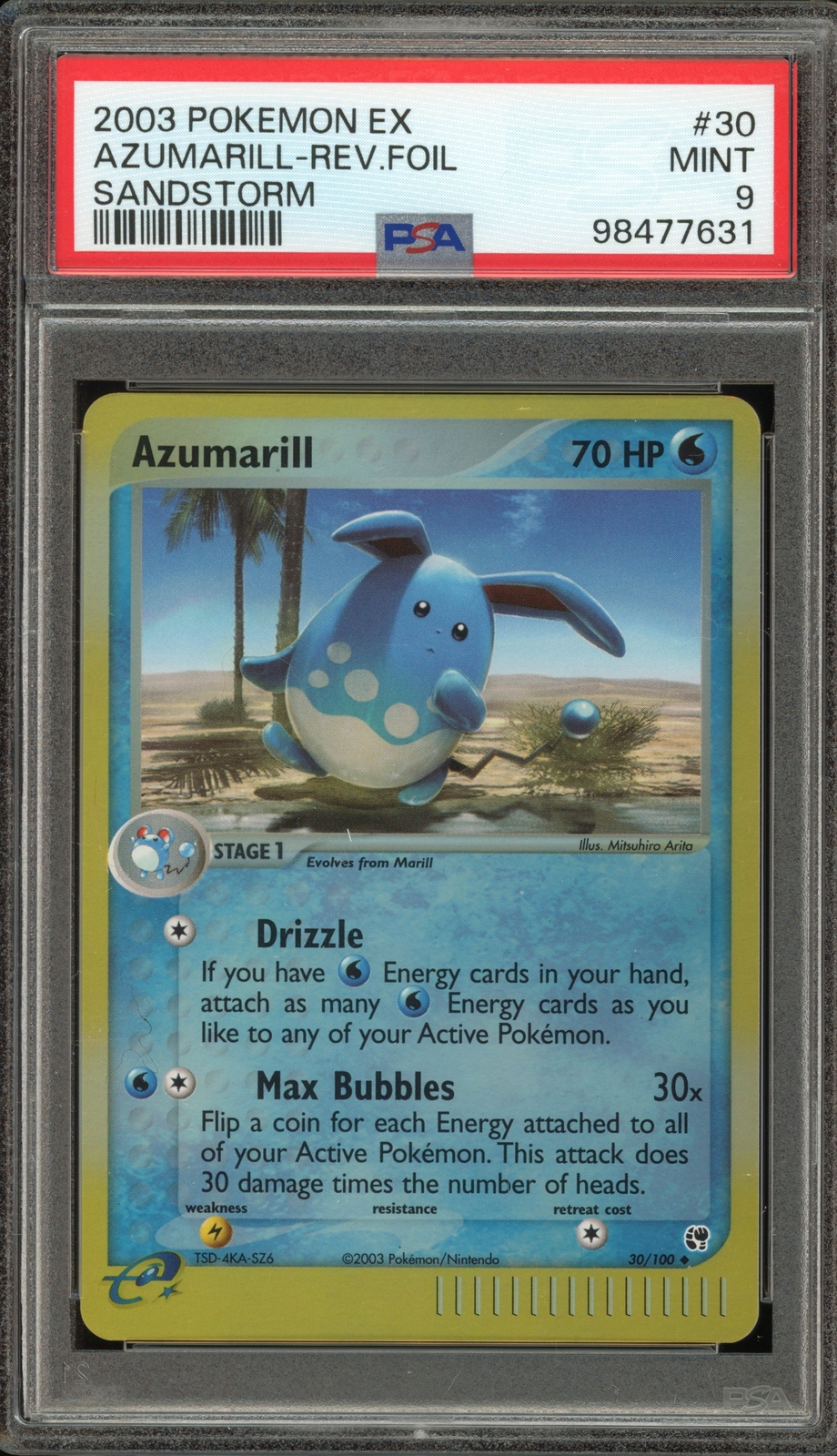 Pokemon Azumarill EX Sandstorm Reverse Holo #30 PSA 9 Mint
