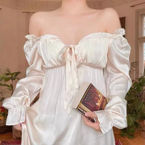 Damen Kunstseide Nachthemd Satin Nachthemd V-Ausschnitt Nachtwäsche Schleife Midikleid - Bild 16 von 23