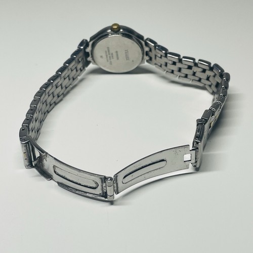 Timex Watch Women 23mm Silver Gold Two tone Indiglo WR50M Blue Dial Day - Picture 6 of 8