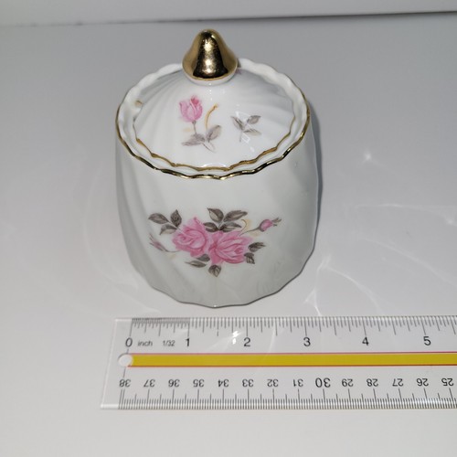 Vintage Lefton Gold Trim Rose Sugar Bowl Dish W Lid Porcelain - Picture 12 of 12