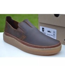 Image of Clarks Mens Casual Slip-on Shoes OAKPARK STEP Beeswax Leather UK 10 G EU 44.5
