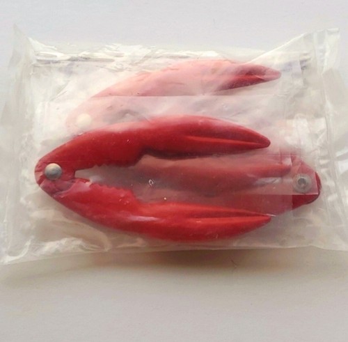 VTG NEW Lilian Vernon Red Enamel Lobster Crab Claw Crackers With Forks Set of 4 - Picture 2 of 8