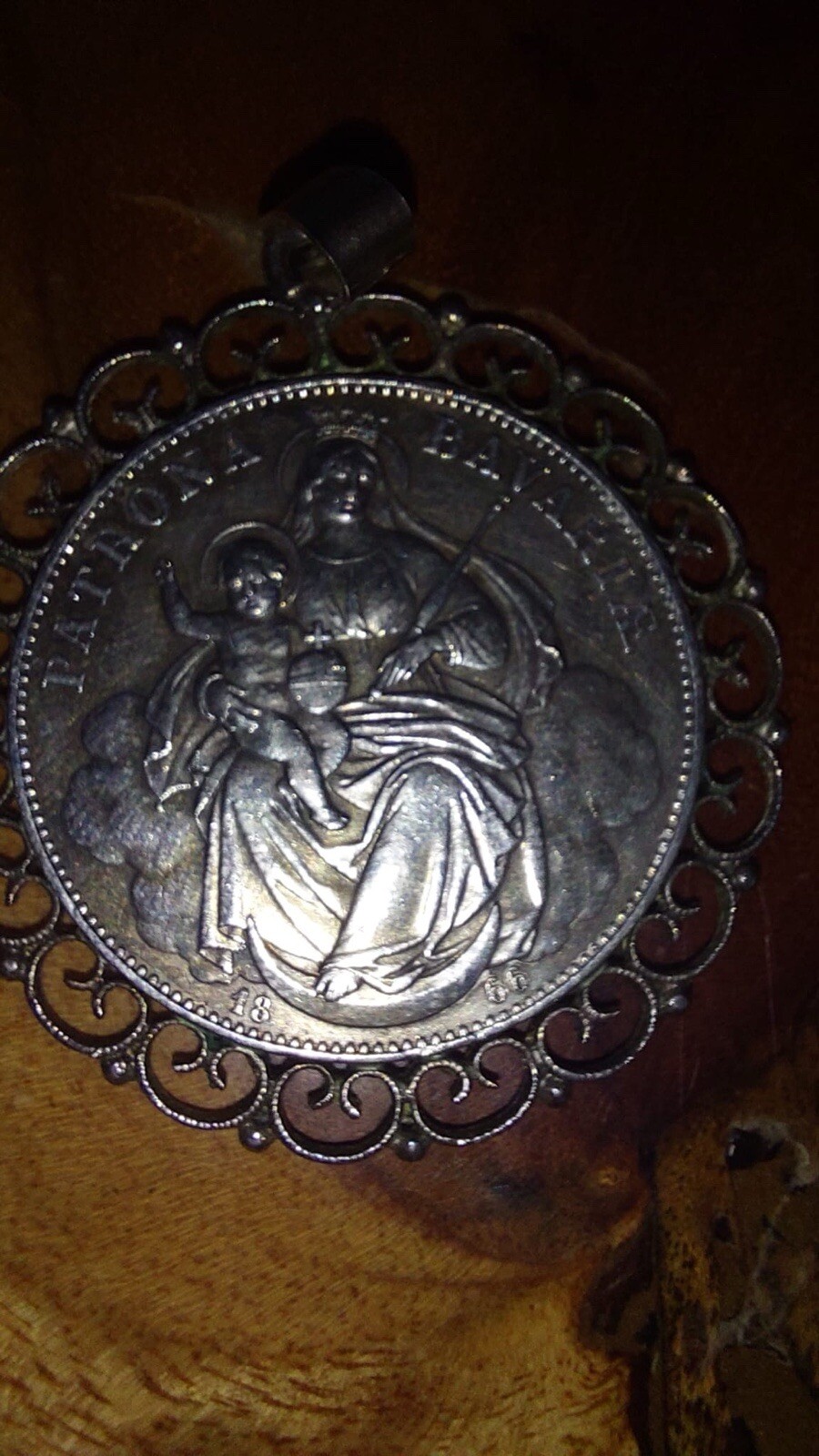 Patrona Bavarie 1866 Silbertaler Kettenanhänger und 84cm lange Gliederkette