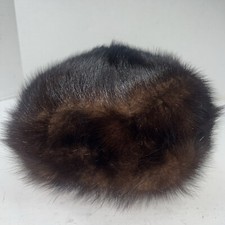 Vintage Brown Mink Winter Pillbox Hat