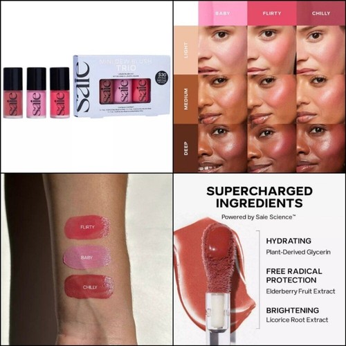 Saie Mini Dew Blush Trio Set Liquid Cream Gel Limited Edition Baby Chilly Flirty - Picture 2 of 9