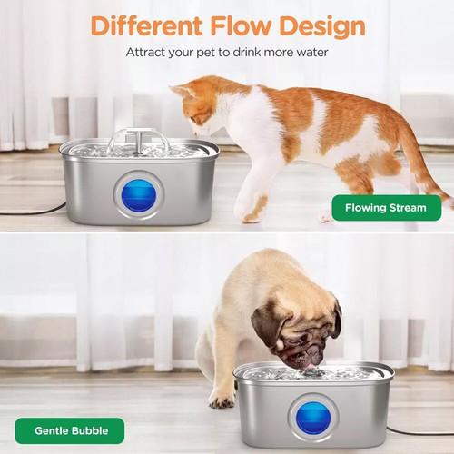 304 Stainless Steel 3.2L Silent Water Fountain Fashion Pet Cat Puppy Feeder - Picture 13 of 39