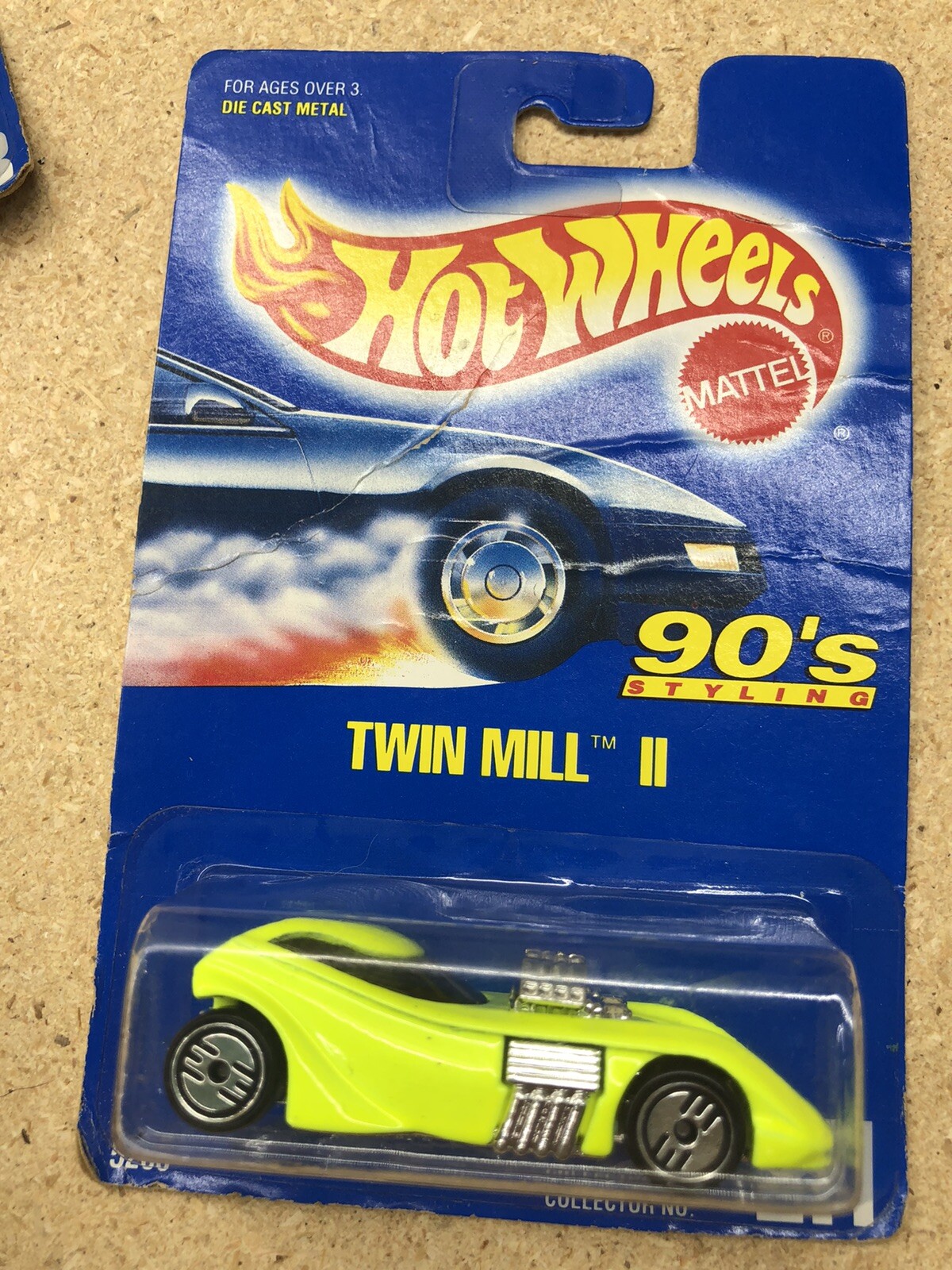 Hot Wheels Mattel Twin Mill II “90’s Styling” Safety Green 1991 Blue