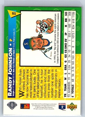 Randy Johnson 1994 Upper Deck Fun Pack #51 Baseball Card Seattle